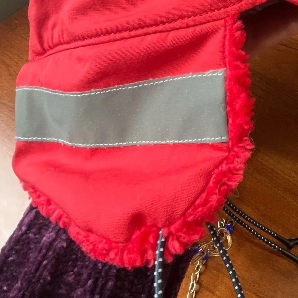 American Eagle Red Trappers Hat Fleece Lining Ear Flaps Warm Reflective Tape